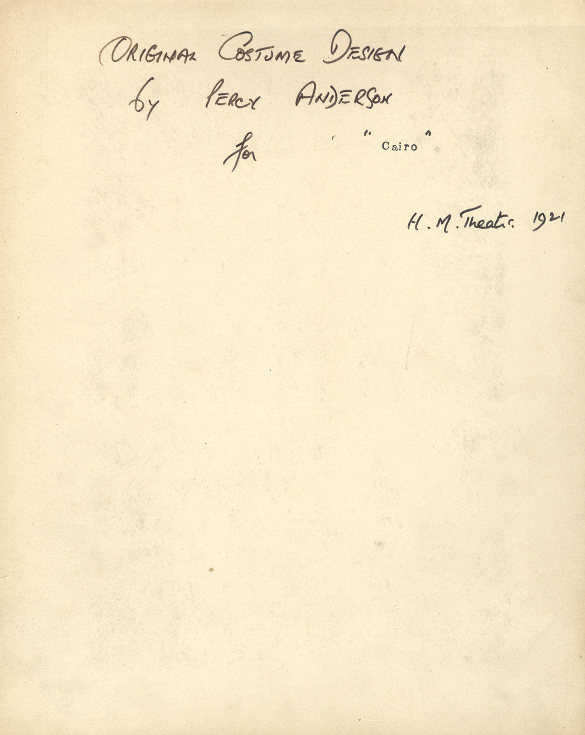 Percy Anderson, Original Theatre Costume Design for 'Cairo' 1921: The Banker