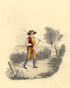 H.E.S. Farm Boy with Hay Fork – Original early 19th-century watercolour painting