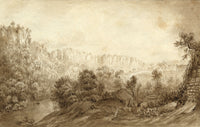 River Derwent & High Tor, Matlock – Mid-19th-century watercolour painting