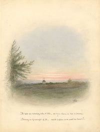 Sarah A.E. Shrubsole, Evening Landscape, Epsom Surrey –1908 watercolour painting