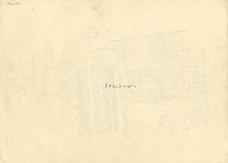 James Arnold Martin, High Street, Brasted, Kent – 1960s pen & ink drawing