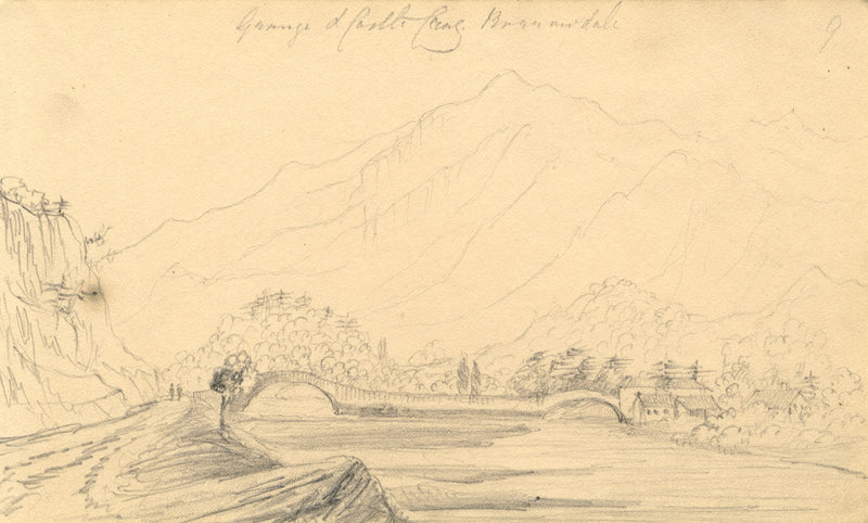Dibujo de Alfred Swaine Taylor, Grange &amp; Castle Crag, Borrowdale Lake District, 1833