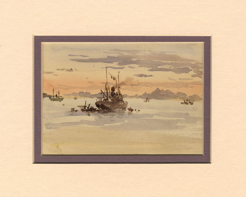 Conrad H.R. Carelli, Sunset, Ana Sagar Lake, Ajmer, India – 1908 watercolour