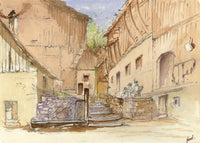 F. Matthews, Town Street, Novel, Auvergne-Rhône-Alpes, France – 1898 watercolour
