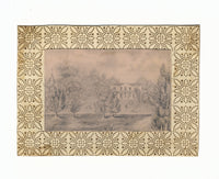 French Manor House Miniature on Perforated Paper – 19th-century graphite drawing