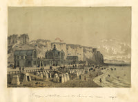 Dieppe; establissement du bains de mer – 1859 hand-coloured lithograph print