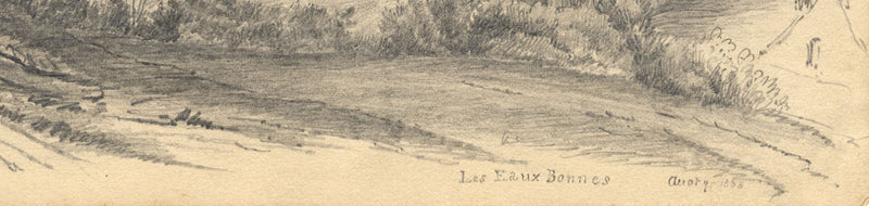 Auory, Eaux-Bonnes, Pyrenees, France – Original 1838 graphite drawing