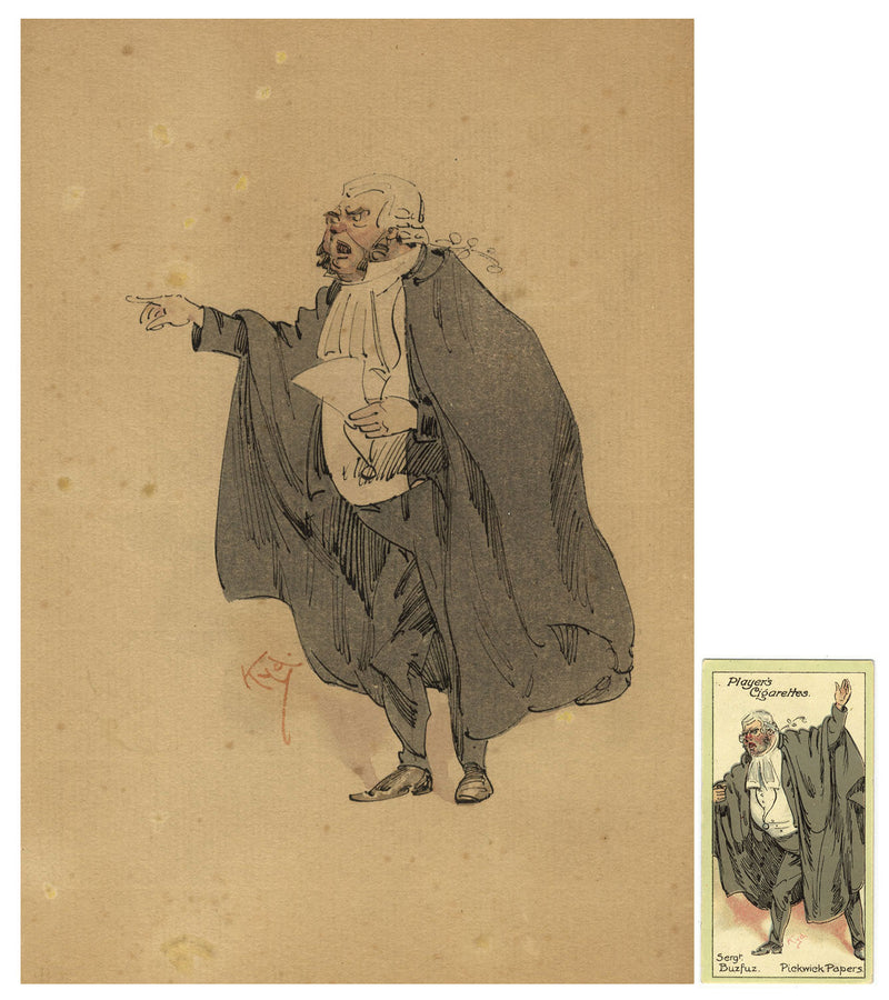 Joseph Clayton Clarke, Cigarette Card Drawing, Sergt Buzfuz Pickwick Papers 1910