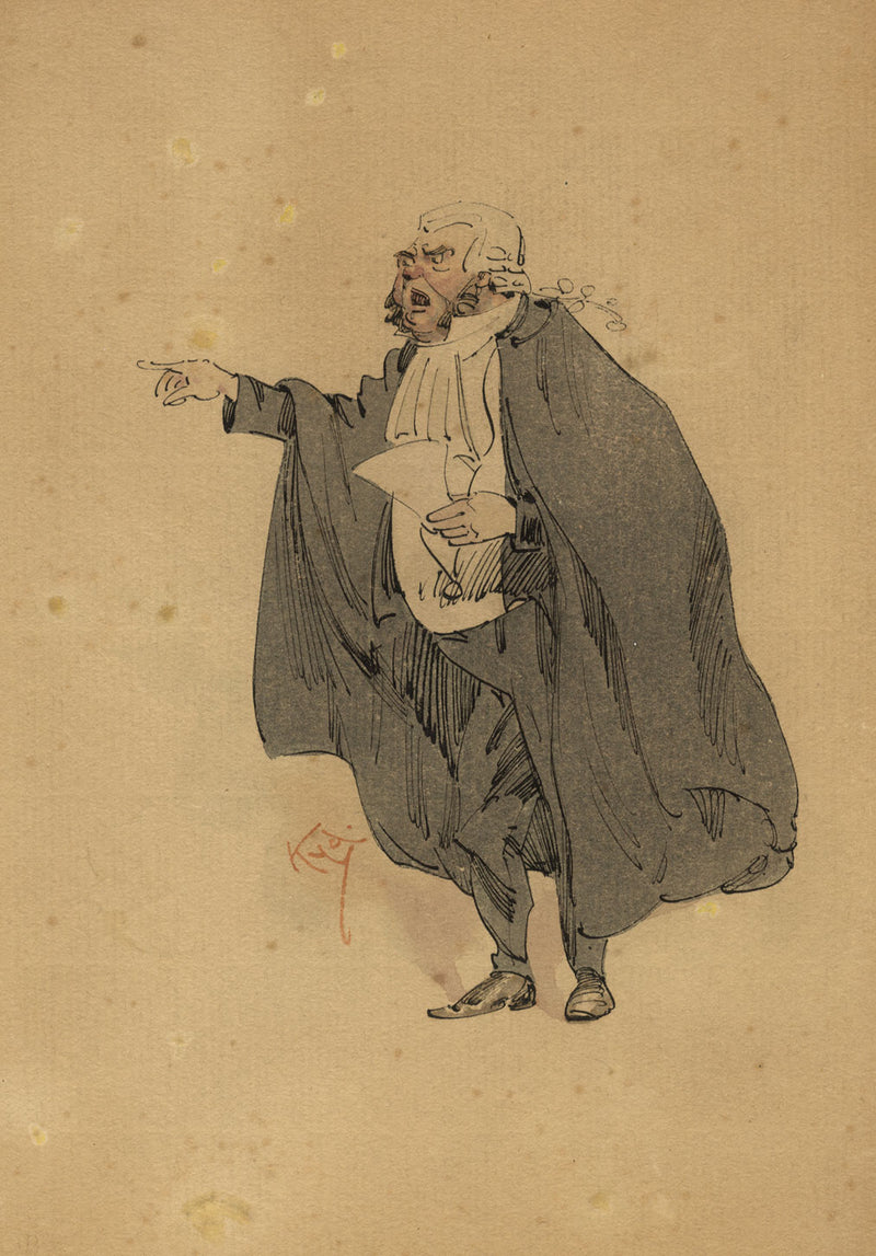 Joseph Clayton Clarke, Disegno di una figurina di sigaretta, Sergente Buzfuz, Pickwick Papers 1910