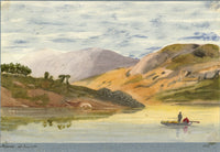 Mildred Robinson, Mountain Lake with Rowing Boat – 1875 watercolour painting