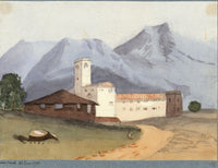 Gertrude Robinson, Continental Monastery in Mountains –1875 watercolour painting