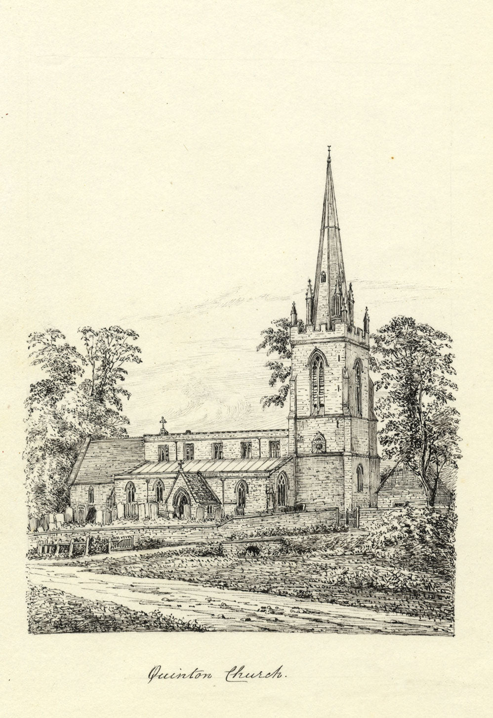 M.S. Smith, St Swithin's Church, Lower Quinton – c.1870 pen & ink drawing