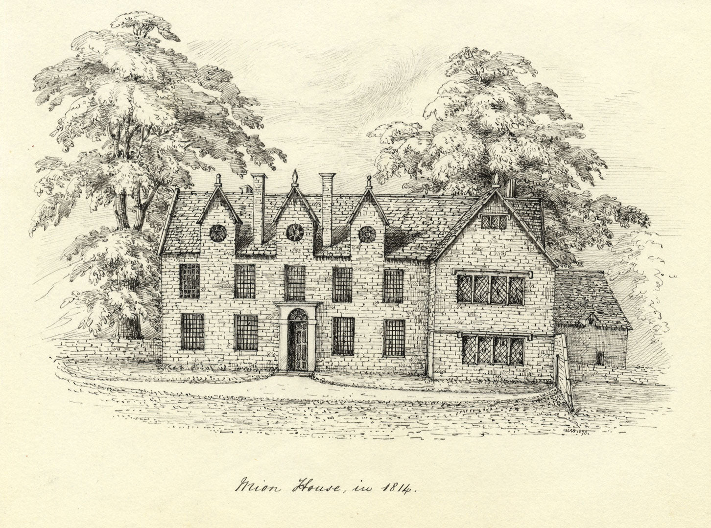 M.S. Smith, Mion House, Stratford-upon-Avon – 1870 pen & ink drawing