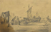 William Burgess of Dover, Fishermen Unloading Catch – Early 19th-century drawing