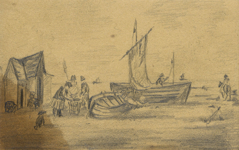 William Burgess of Dover, Fishermen Unloading Catch – Early 19th-century drawing