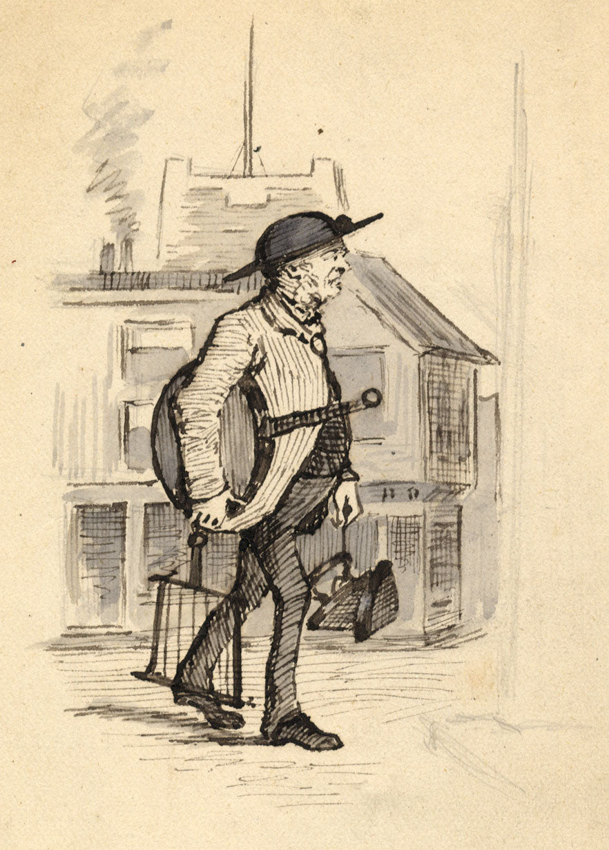 Street Seller, Paulton – Original 19th-century pen & ink drawing