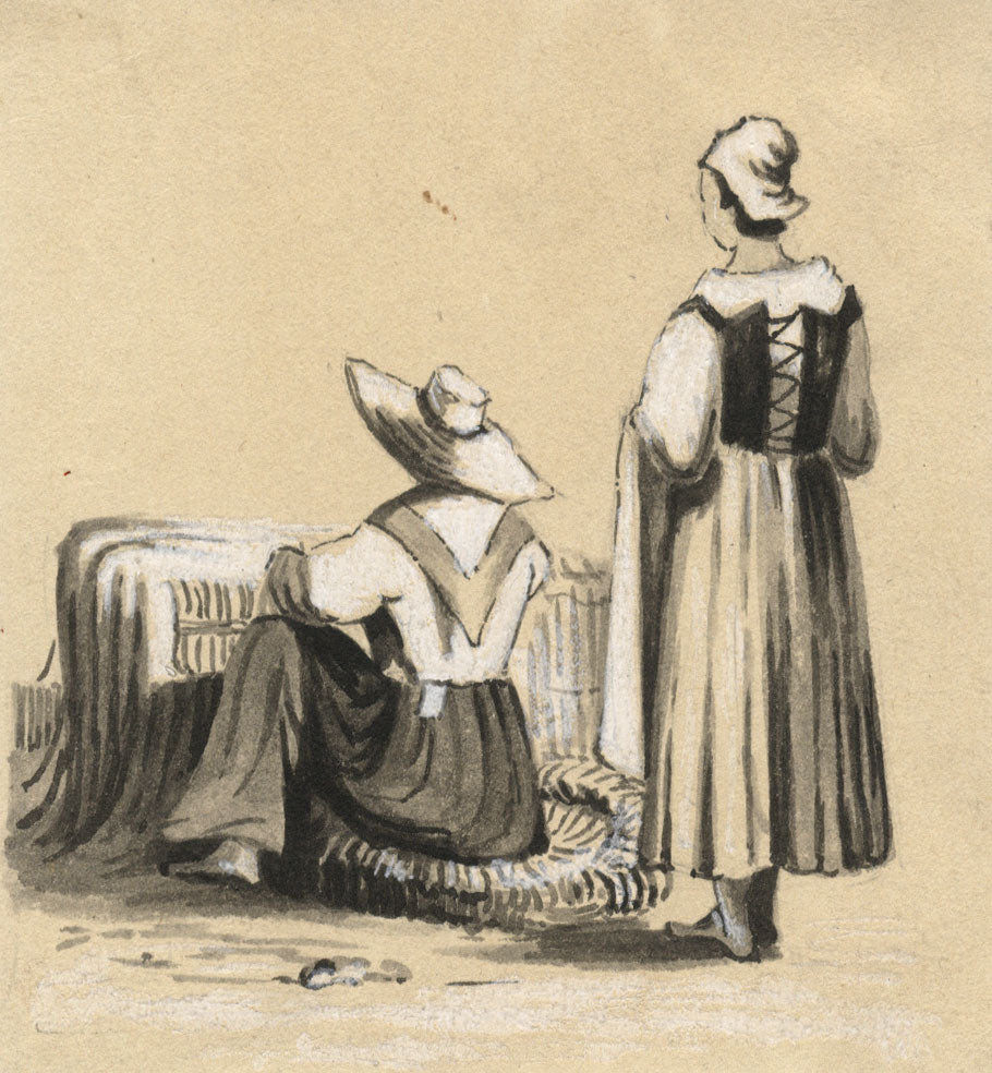 Continental Craftswomen – Original 19th-century watercolour painting