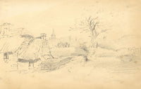 William Burgess of Dover, Rural Study, Church & Mill –Early 19th-century drawing