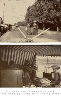 Ponte sul fiume Nissan, Halmstad, Svezia – Dipinto originale ad acquerello del 1904