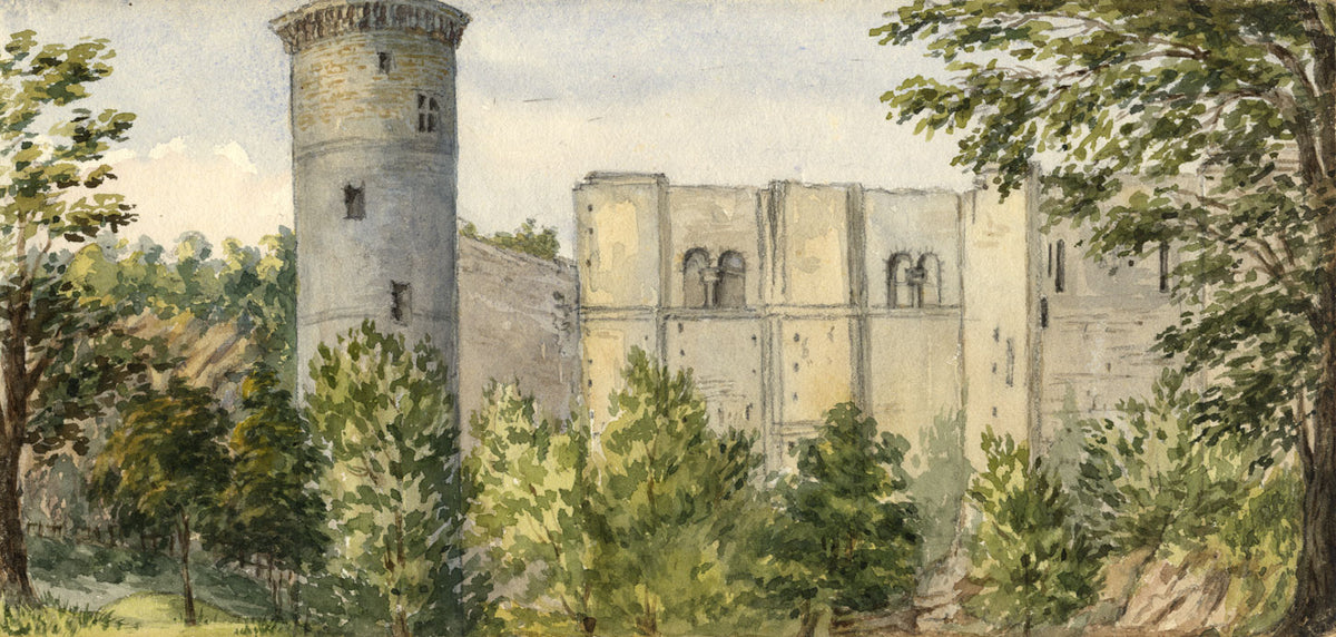 Mary C. Durst, Falaise Castle, Normandy – Original 1887 watercolour painting
