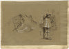 Ernest Crofts RA, Courtly Lover & Cupid – Late 19th-century pen & ink drawing