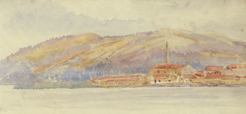Paper Mills, Lilla Edet, Sweden – Original 1904 watercolour painting