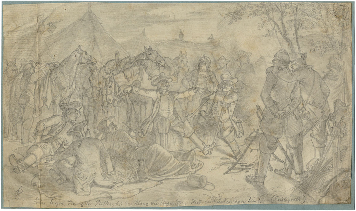 Wilhelm Camphausen, Prince Eugene of Savoy at Belgrade – 19th-century drawing