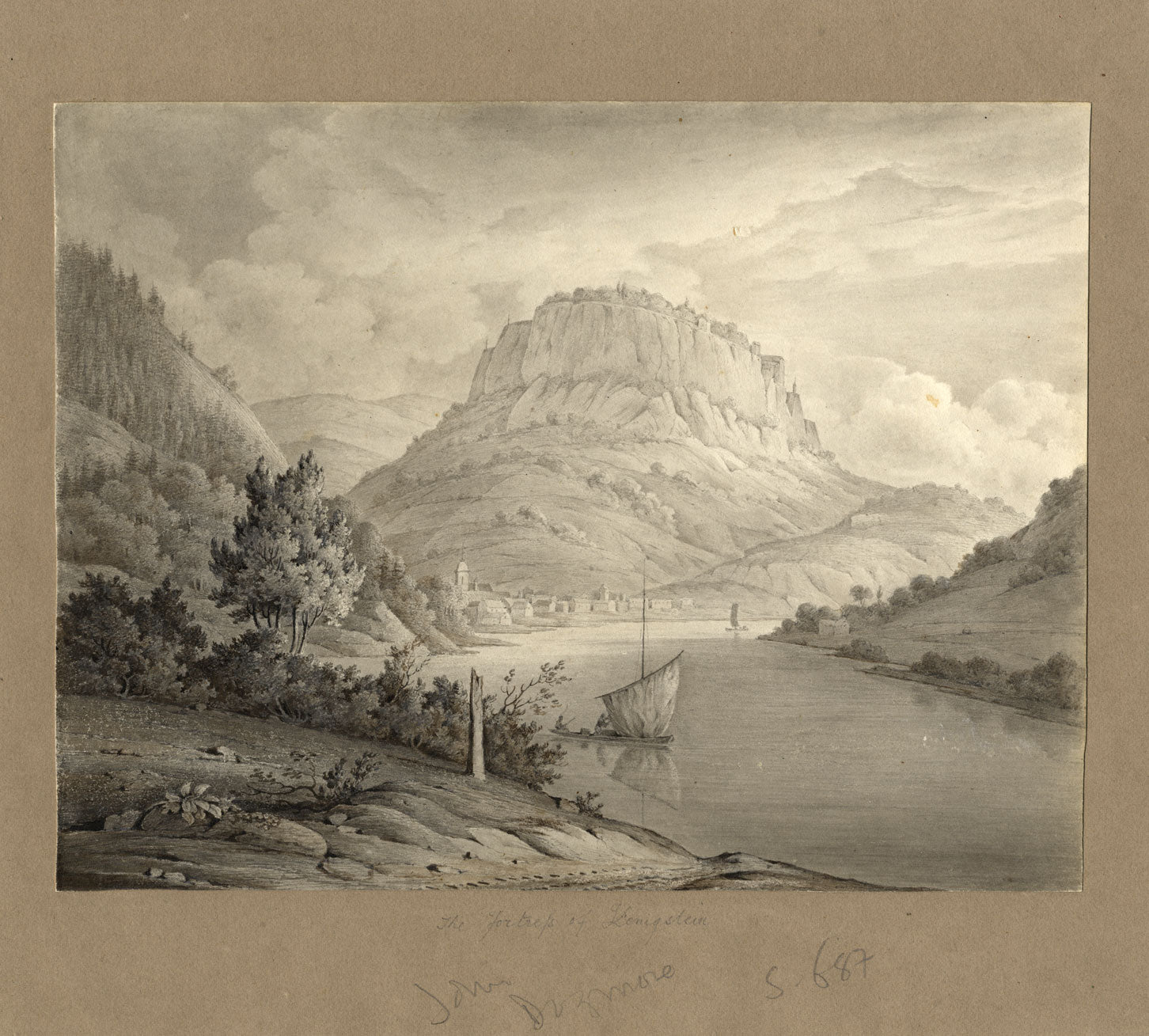 John Dugmore, Fortress of Königstein, Dresden – Early 19th-century watercolour