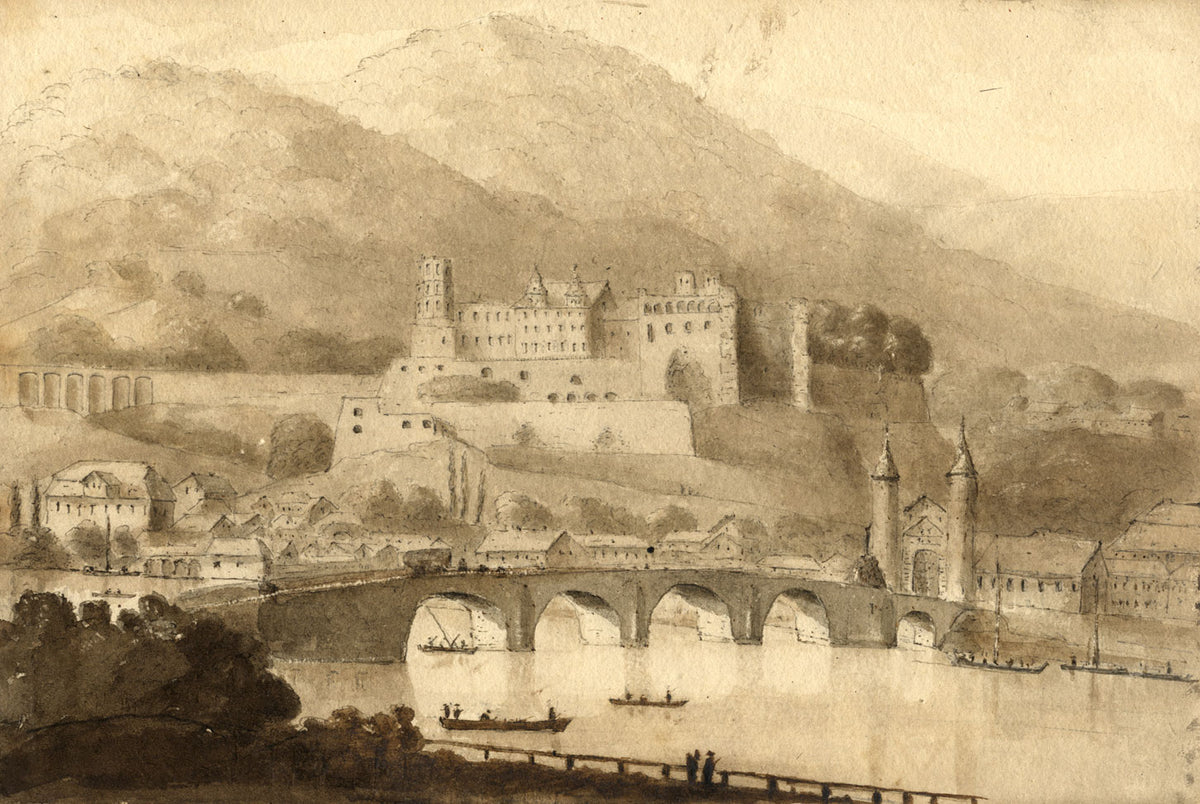 James Hamilton Stanhope, Heidelberg from the Neckar –c.1819 watercolour painting