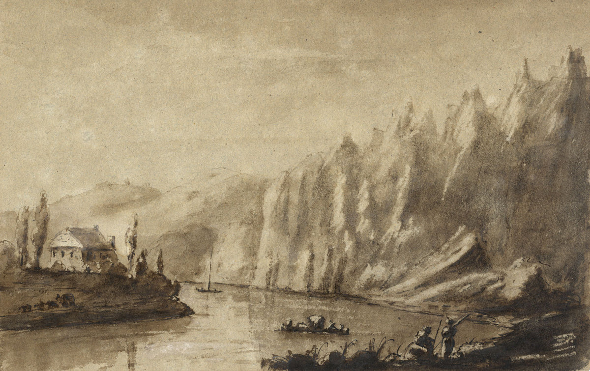 James Hamilton Stanhope, Meuse at Marche-les-Dames, Belgium – c.1819 watercolour