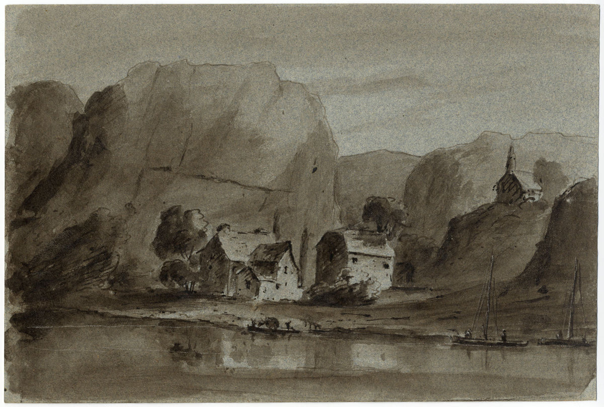 James Hamilton Stanhope, Scogliere sul fiume Reno o Mosa – acquerello c.1819