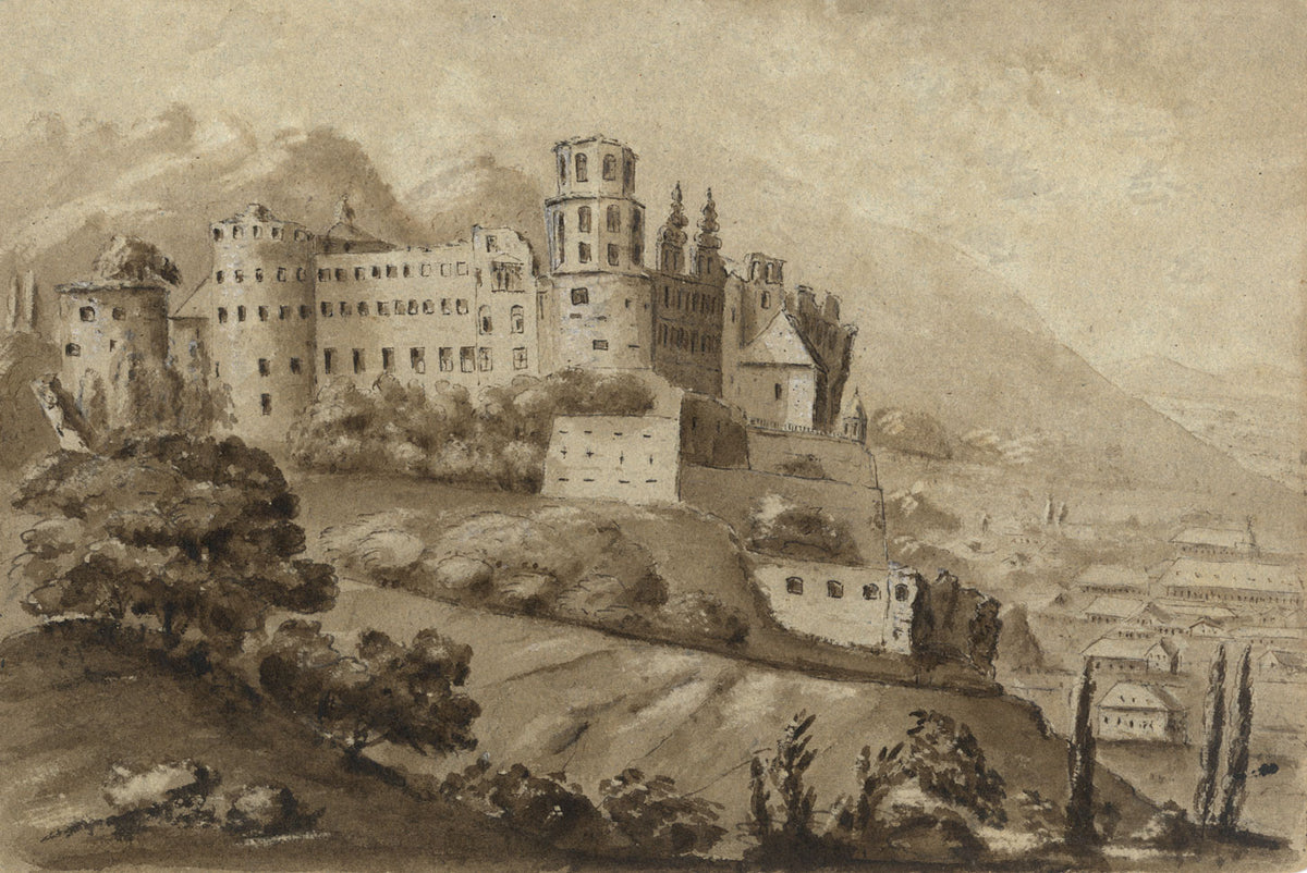 James Hamilton Stanhope, Heidelberg Castle from the Neckar – c.1819 watercolour