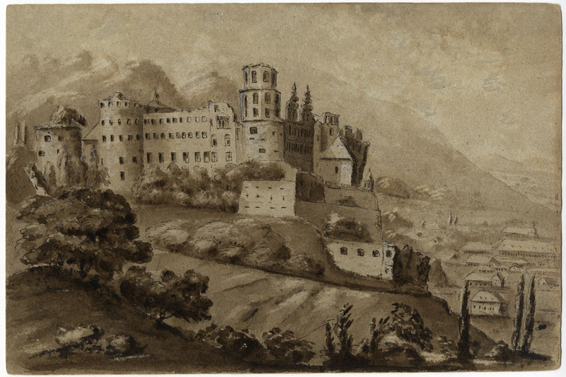 James Hamilton Stanhope, Heidelberg Castle from the Neckar – c.1819 watercolour