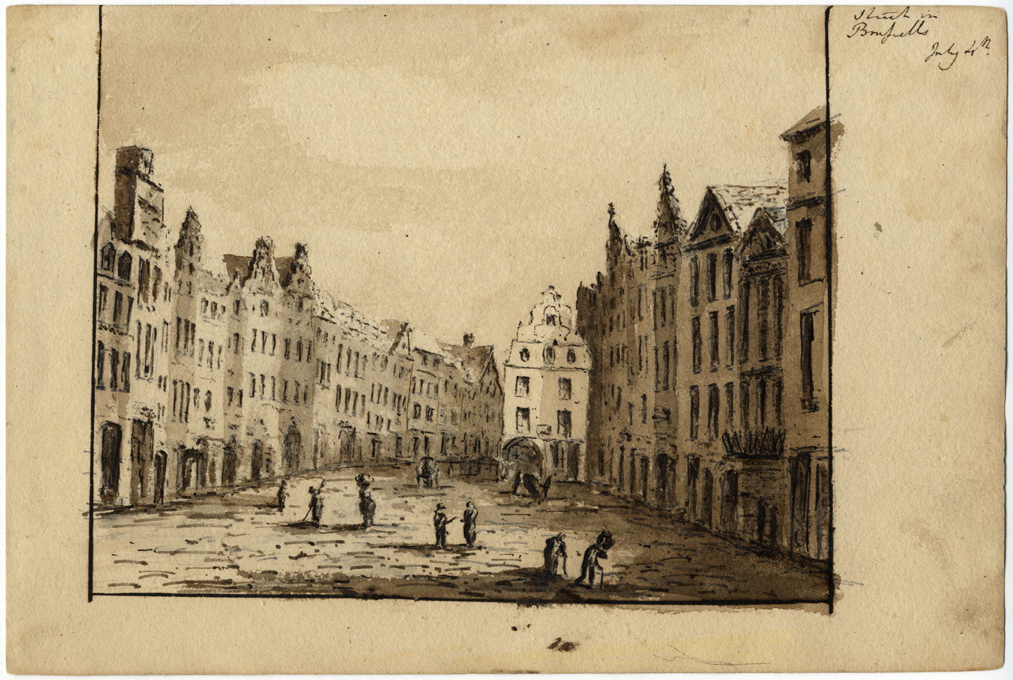 James Hamilton Stanhope, Street in Brussels, Belgium – c.1819 watercolour