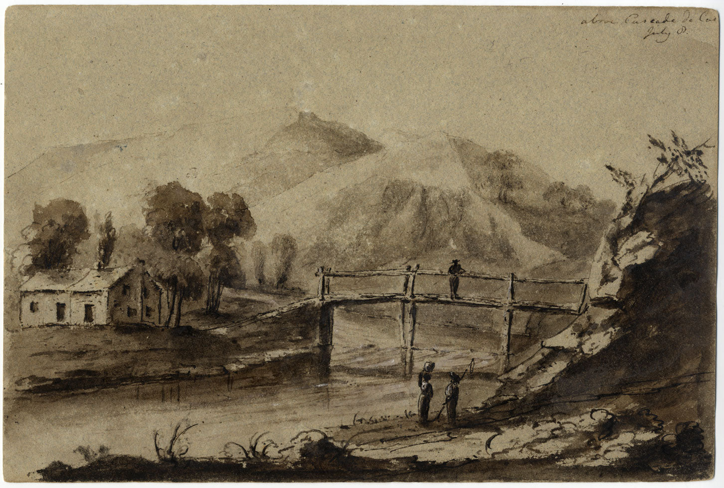 James Hamilton Stanhope, Sobre la Cascada de Coo, Bélgica – c.1819 acuarela