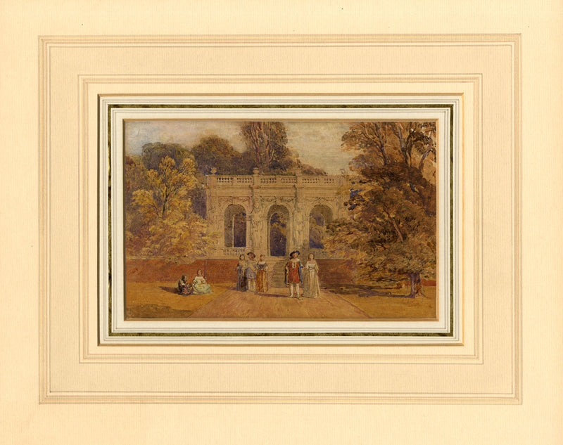 George Haydock Dodgson OWS, Garden Scene or Fete Champetre – 1845 watercolour