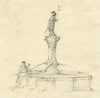 Jane D. Harvey, Stüssi Fountain, Zurich – Mid-19th-century graphite drawing