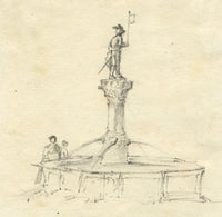 Jane D. Harvey, Stüssi Fountain, Zurich – Mid-19th-century graphite drawing