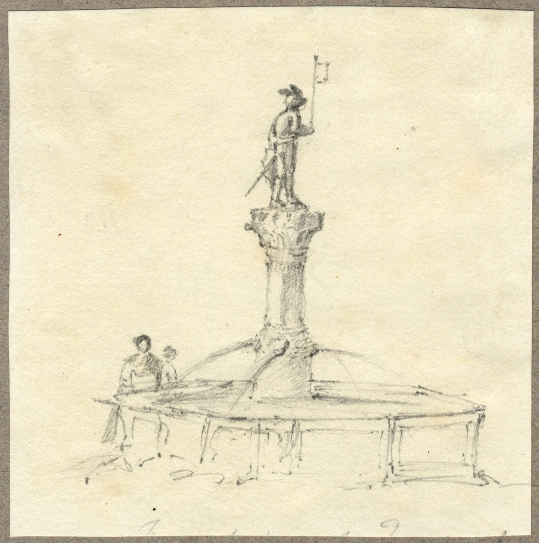 Jane D. Harvey, Fuente Stüssi, Zúrich – Dibujo a grafito de mediados del siglo XIX