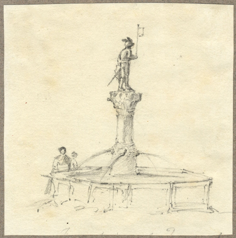 Jane D. Harvey, Fuente Stüssi, Zúrich – Dibujo a grafito de mediados del siglo XIX
