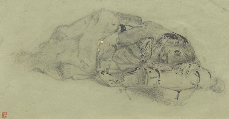Ernest Crofts RA, Resting Soldier Study, Waterloo – Late 19th-century drawing