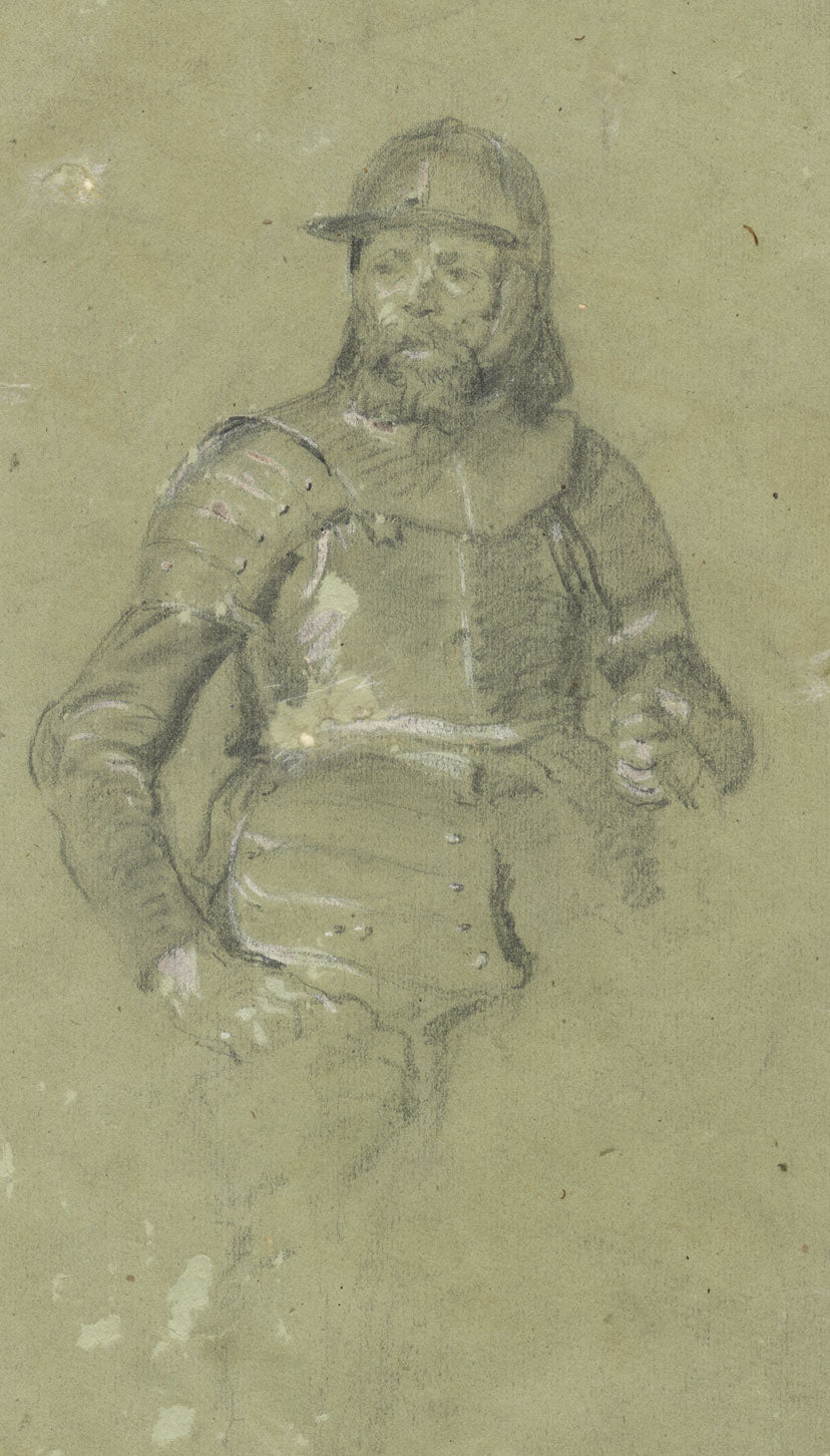 Ernest Crofts RA, Studio di un soldato a riposo, Waterloo – Disegno di fine Ottocento