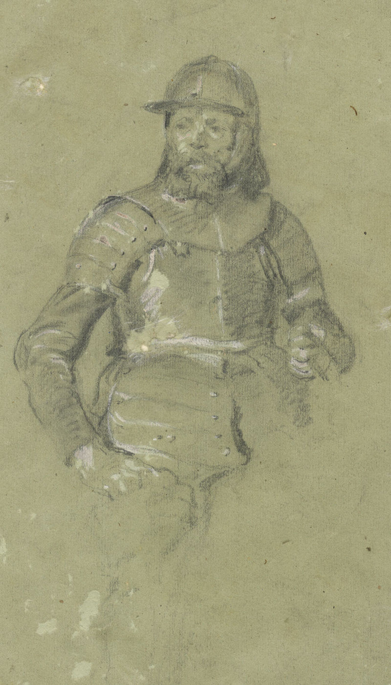 Ernest Crofts RA, Studio di un soldato a riposo, Waterloo – Disegno di fine Ottocento