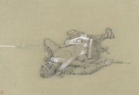 Ernest Crofts RA, Fallen Soldier, Imperial Guard, Waterloo – Late C19th drawing