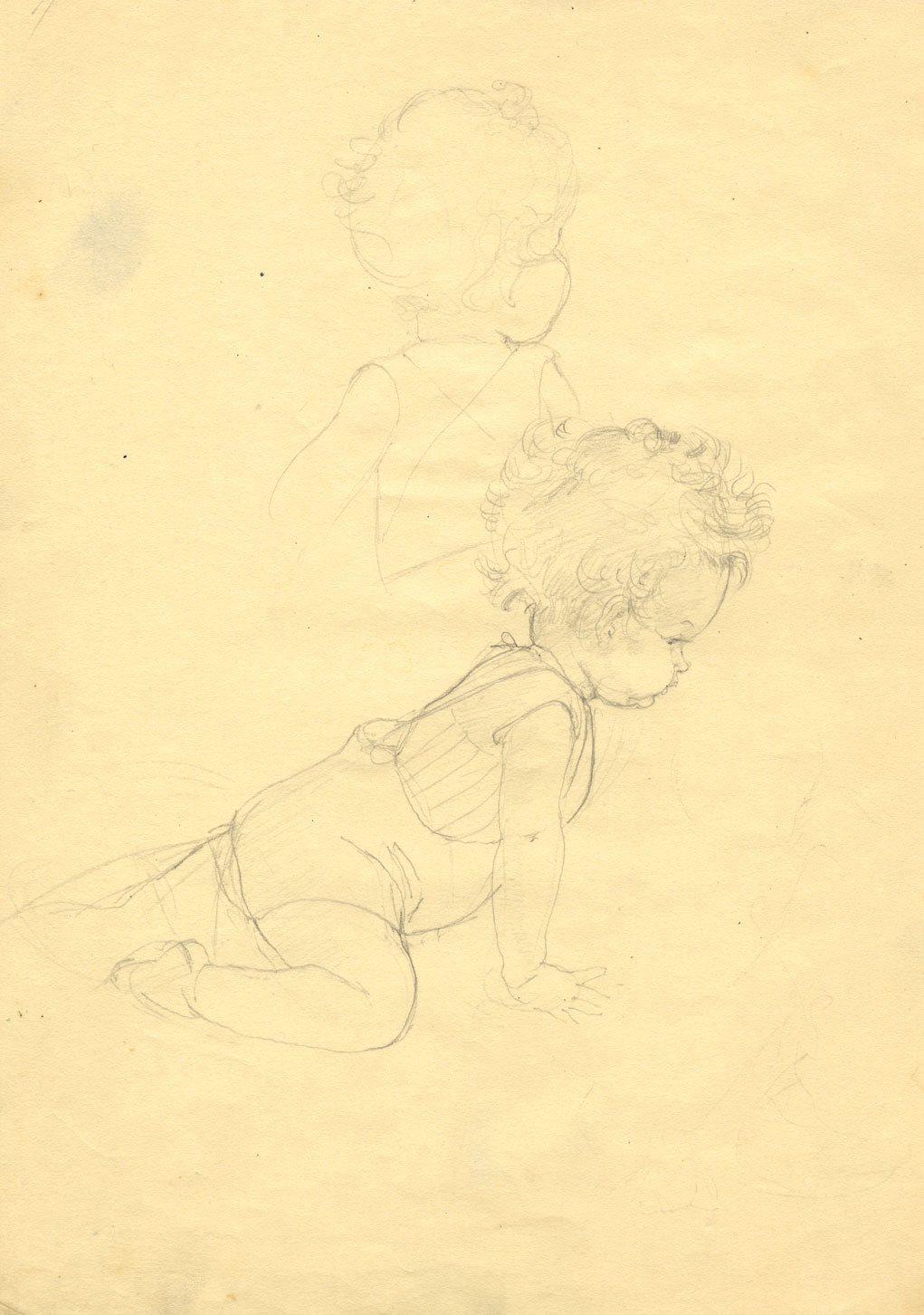 Vera Furneaux-Harris RMS, Toddler Crawling Study – 1930s graphite drawing