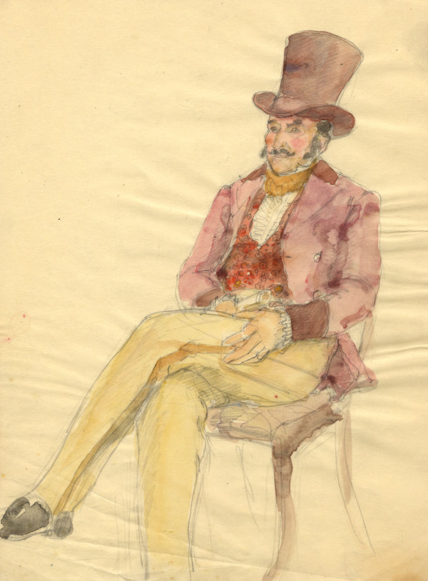 Vera Furneaux-Harris RMS, Seated Edwardian Gentleman Portrait –1930s watercolour