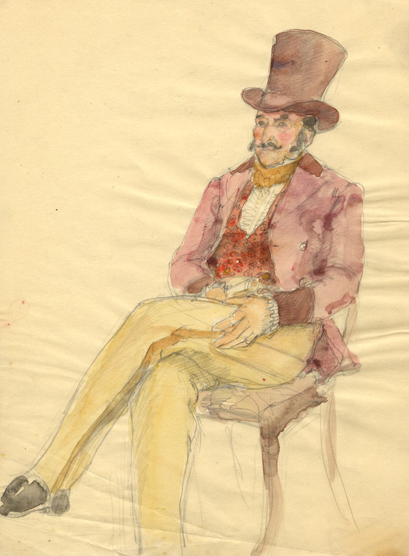 Vera Furneaux-Harris RMS, Seated Edwardian Gentleman Portrait –1930s watercolour