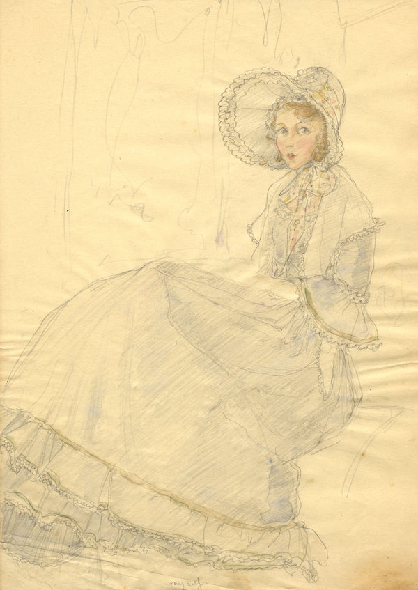 Vera Furneaux-Harris RMS, Seated Edwardian Lady 'Myself' –1930s graphite drawing