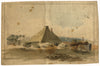 Allcot, Thatched Hut with Child Atop Cannon – Original 1807 watercolour painting
