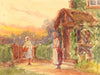 Robert J. Gedge, Figures on Garden Path, Norfolk – 1931 miniature watercolour